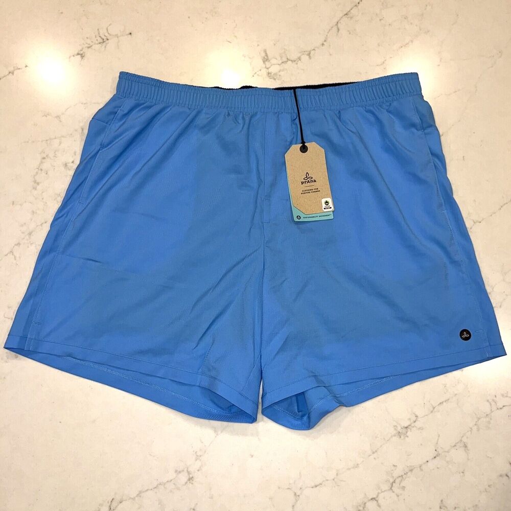 Prana NEW Mens XXL Peak Pavement Athletic Hiking‎ Lined Short Blue Quick Dry UPF